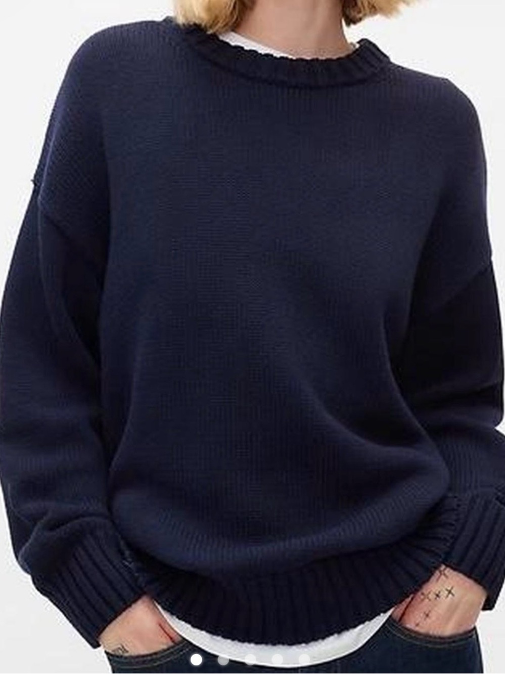 GAP Oversized 100% Cotton Navy Crewneck Sweater - Women's